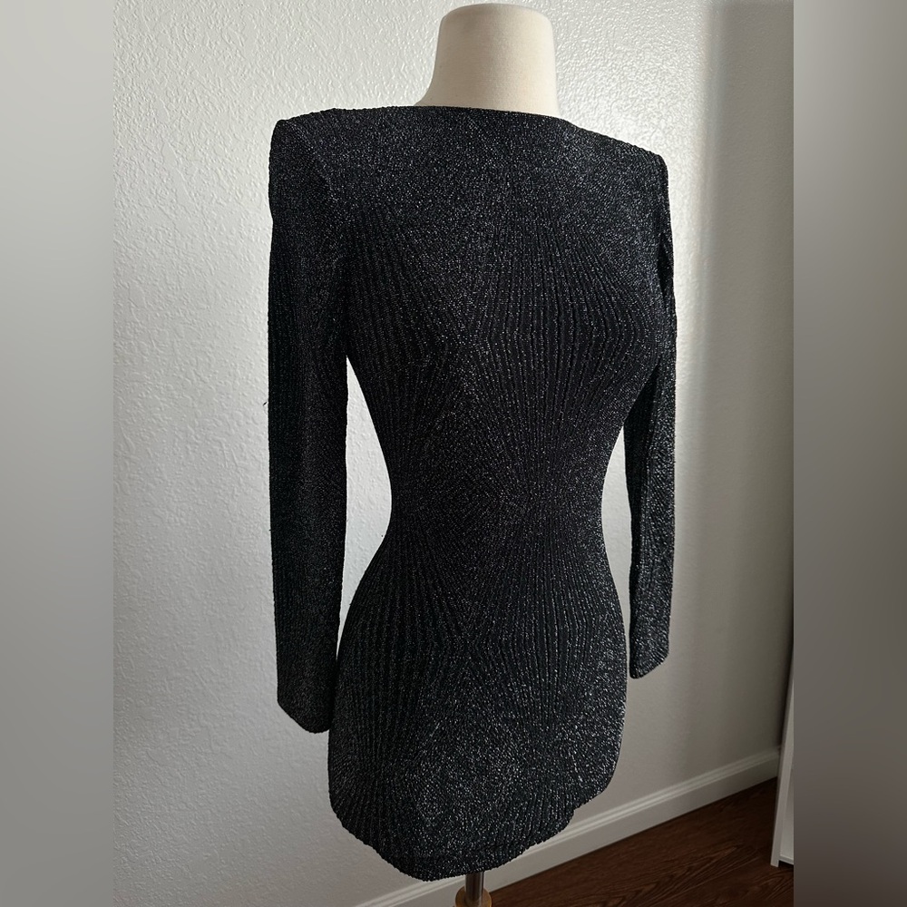 Bebe - Black Metallic Long Sleeve Dress